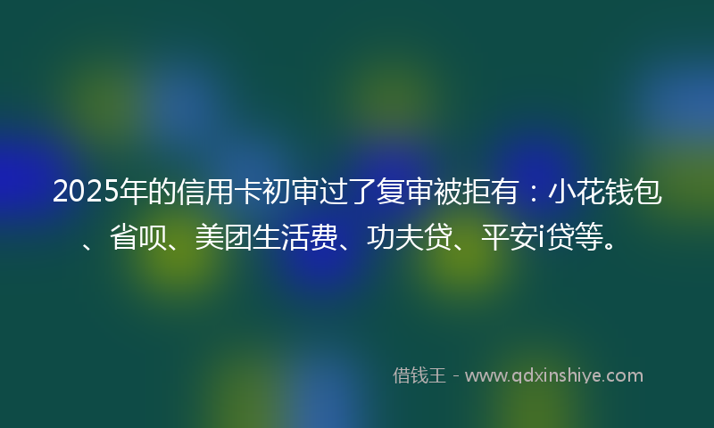2025年的信用卡初审过了复审被拒有：小花钱包、省呗、美团生活费、功夫贷、平安i贷等。