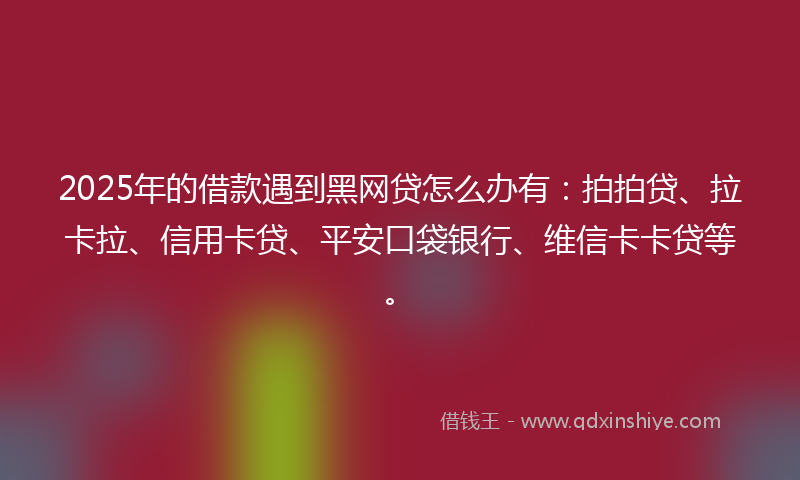 2025年的借款遇到黑网贷怎么办有：拍拍贷、拉卡拉、信用卡贷、平安口袋银行、维信卡卡贷等。