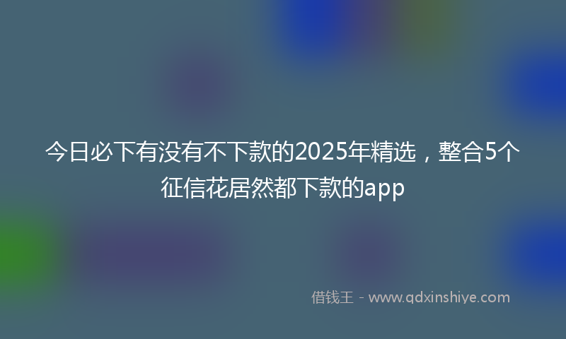 今日必下有没有不下款的2025年精选，整合5个征信花居然都下款的app