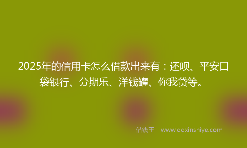 2025年的信用卡怎么借款出来有：还呗、平安口袋银行、分期乐、洋钱罐、你我贷等。