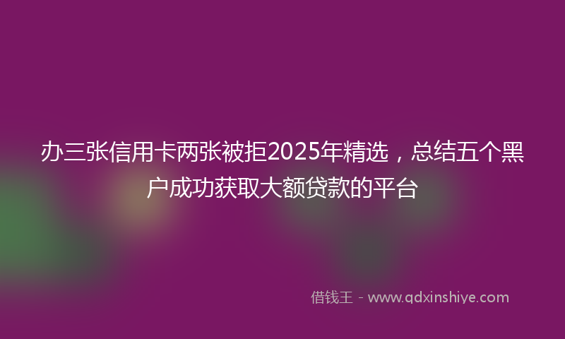 办三张信用卡两张被拒2025年精选，总结五个黑户成功获取大额贷款的平台