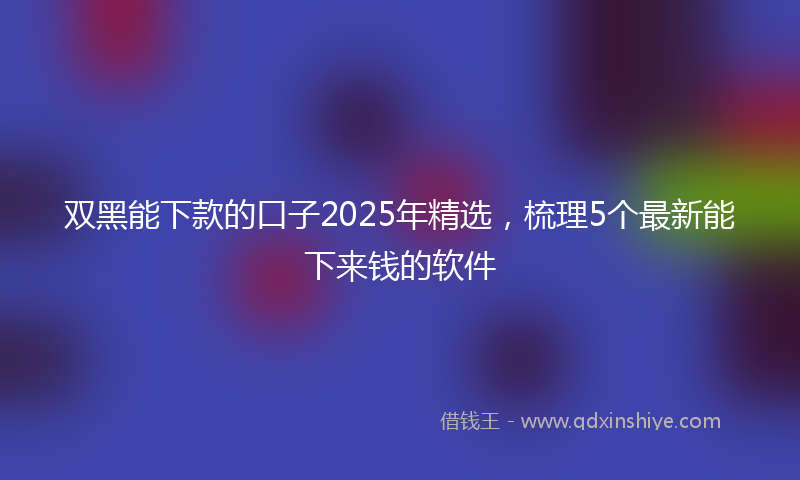 双黑能下款的口子2025年精选，梳理5个最新能下来钱的软件