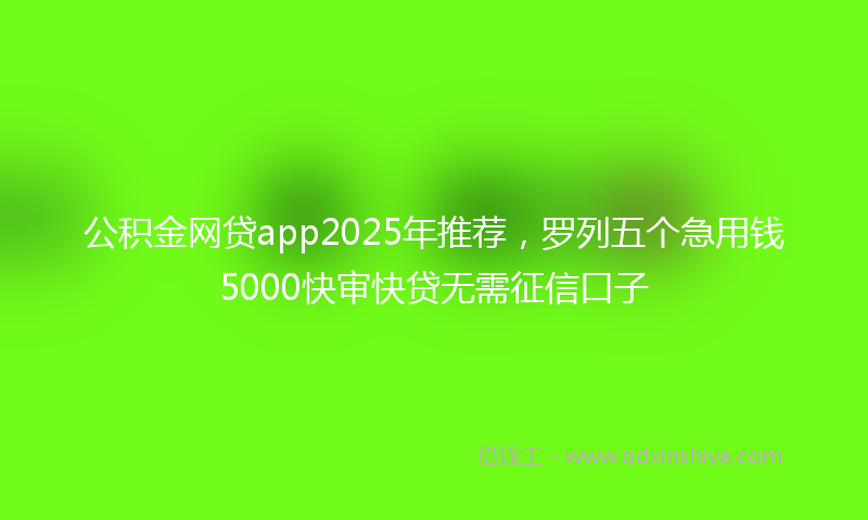 公积金网贷app2025年推荐，罗列五个急用钱5000快审快贷无需征信口子