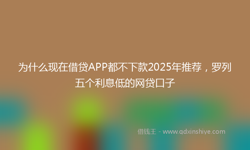 为什么现在借贷APP都不下款2025年推荐，罗列五个利息低的网贷口子