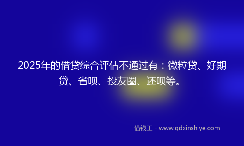 2025年的借贷综合评估不通过有：微粒贷、好期贷、省呗、投友圈、还呗等。