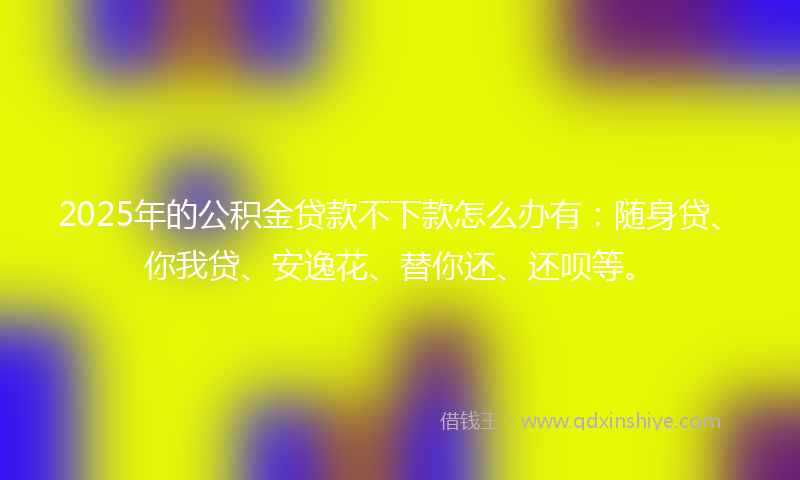 2025年的公积金贷款不下款怎么办有：随身贷、你我贷、安逸花、替你还、还呗等。
