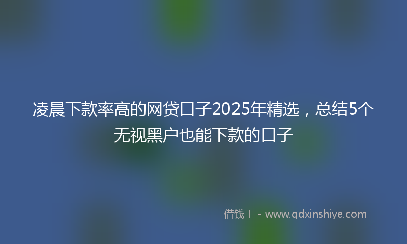 凌晨下款率高的网贷口子2025年精选，总结5个无视黑户也能下款的口子
