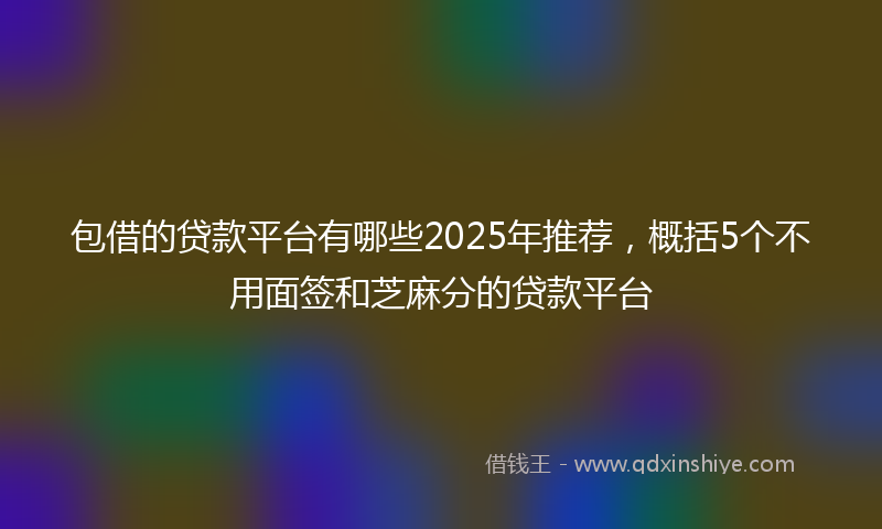 包借的贷款平台有哪些2025年推荐，概括5个不用面签和芝麻分的贷款平台