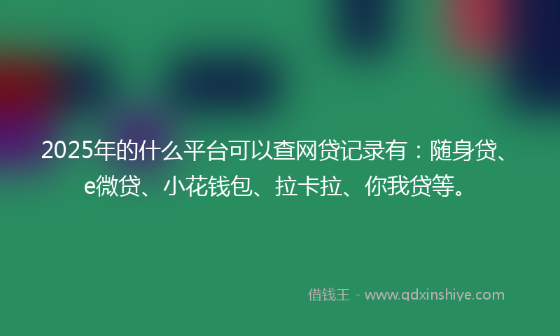 2025年的什么平台可以查网贷记录有：随身贷、e微贷、小花钱包、拉卡拉、你我贷等。