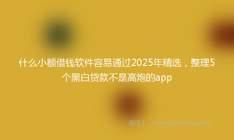 什么小额借钱软件容易通过2025年精选，整理5个黑白贷款不是高炮的app
