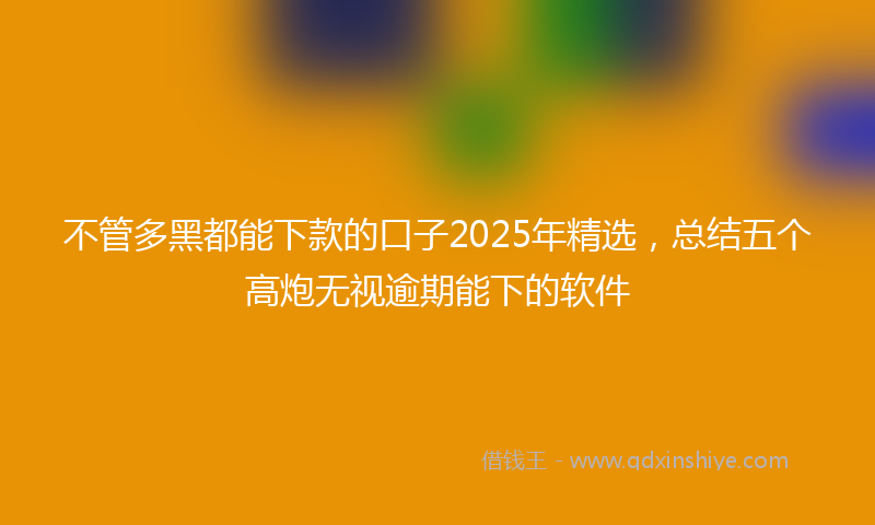 不管多黑都能下款的口子2025年精选，总结五个高炮无视逾期能下的软件