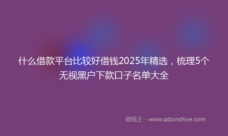 什么借款平台比较好借钱2025年精选，梳理5个无视黑户下款口子名单大全