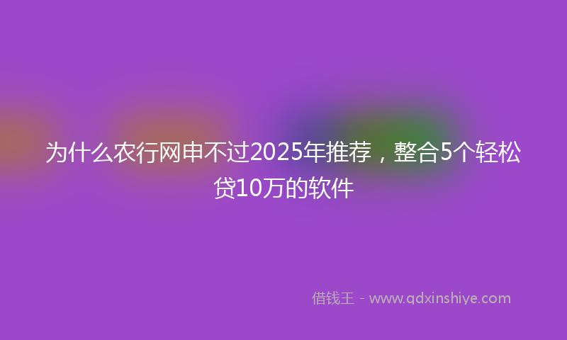 为什么农行网申不过2025年推荐，整合5个轻松贷10万的软件