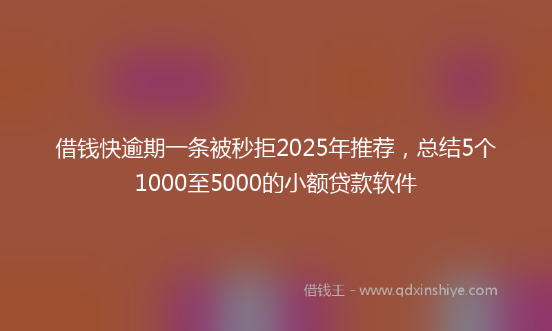 借钱快逾期一条被秒拒2025年推荐，总结5个1000至5000的小额贷款软件