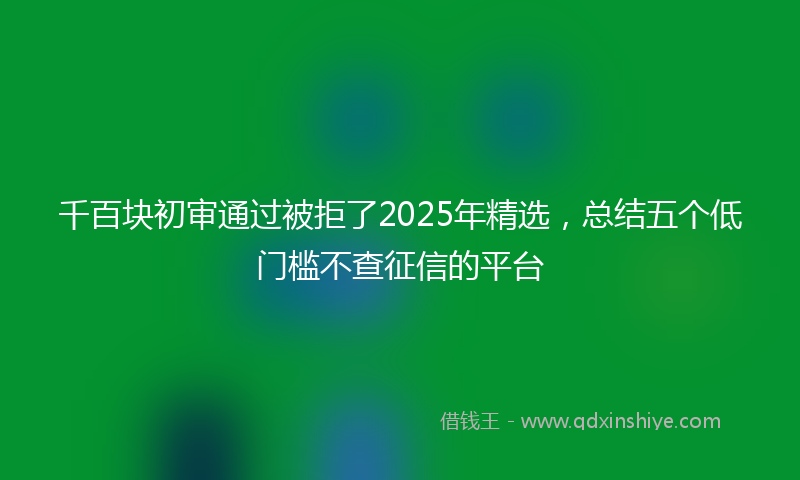 千百块初审通过被拒了2025年精选，总结五个低门槛不查征信的平台