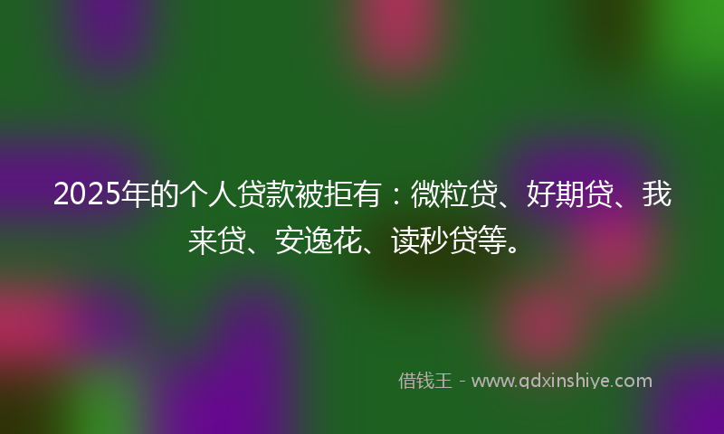 2025年的个人贷款被拒有:微粒贷、好期贷、我来贷、安逸花、读秒贷等。