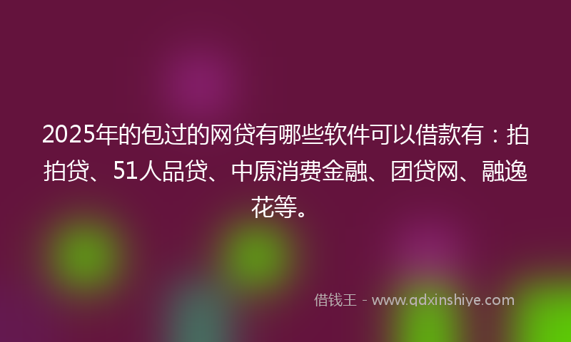 2025年的包过的网贷有哪些软件可以借款有：拍拍贷、51人品贷、中原消费金融、团贷网、融逸花等。