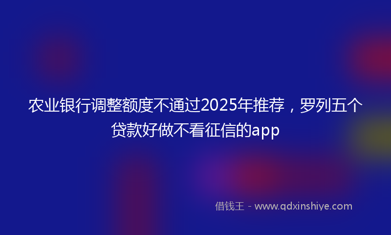 农业银行调整额度不通过2025年推荐，罗列五个贷款好做不看征信的app