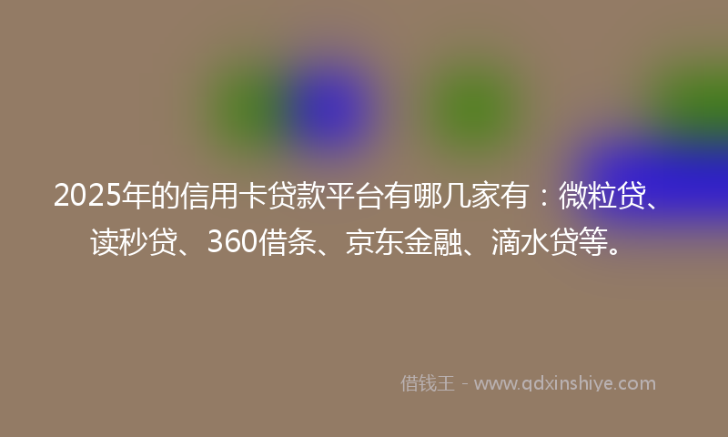 2025年的信用卡贷款平台有哪几家有：微粒贷、读秒贷、360借条、京东金融、滴水贷等。