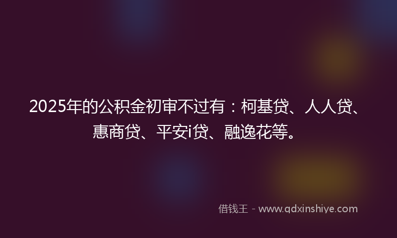 2025年的公积金初审不过有：柯基贷、人人贷、惠商贷、平安i贷、融逸花等。