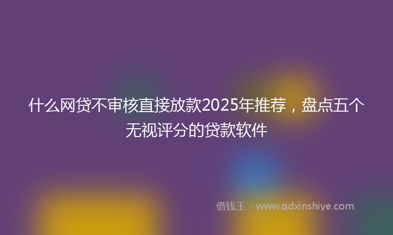 什么网贷不审核直接放款2025年推荐，盘点五个无视评分的贷款软件