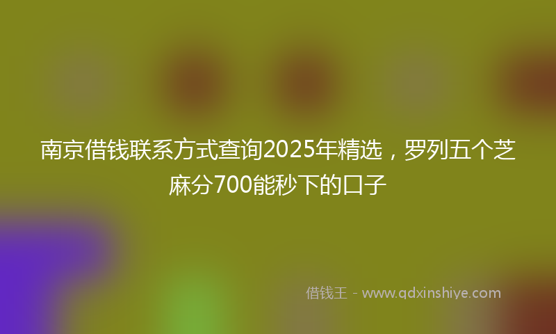 南京借钱联系方式查询2025年精选，罗列五个芝麻分700能秒下的口子