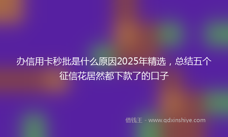 办信用卡秒批是什么原因2025年精选，总结五个征信花居然都下款了的口子