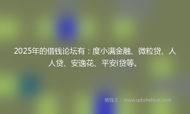 2025年的借钱论坛有：度小满金融、微粒贷、人人贷、安逸花、平安i贷等。