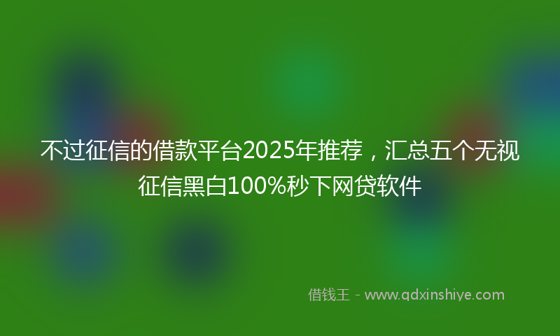不过征信的借款平台2025年推荐，汇总五个无视征信黑白100%秒下网贷软件