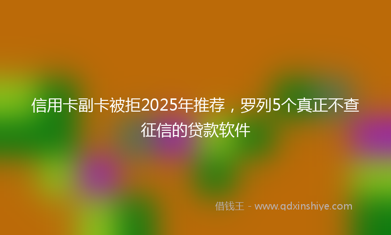 信用卡副卡被拒2025年推荐，罗列5个真正不查征信的贷款软件