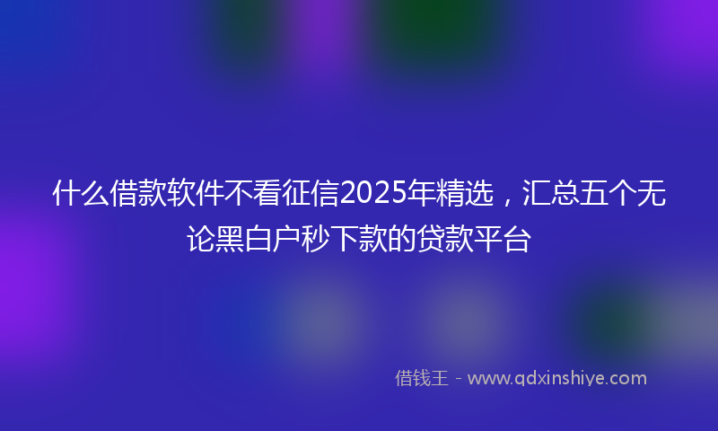 什么借款软件不看征信2025年精选，汇总五个无论黑白户秒下款的贷款平台