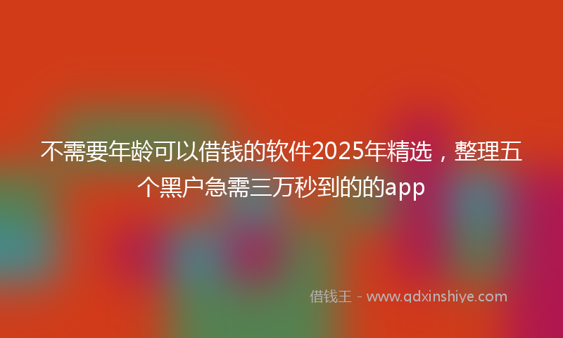 不需要年龄可以借钱的软件2025年精选，整理五个黑户急需三万秒到的的app