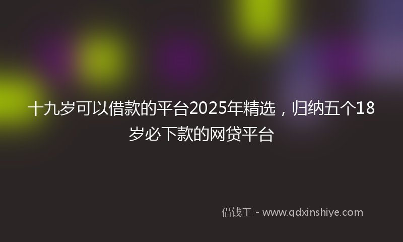十九岁可以借款的平台2025年精选，归纳五个18岁必下款的网贷平台