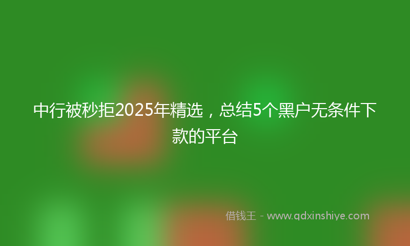 中行被秒拒2025年精选，总结5个黑户无条件下款的平台
