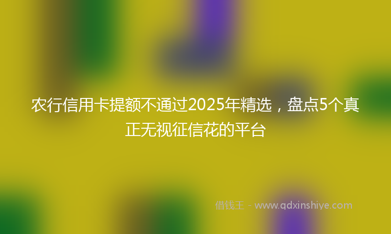 农行信用卡提额不通过2025年精选，盘点5个真正无视征信花的平台