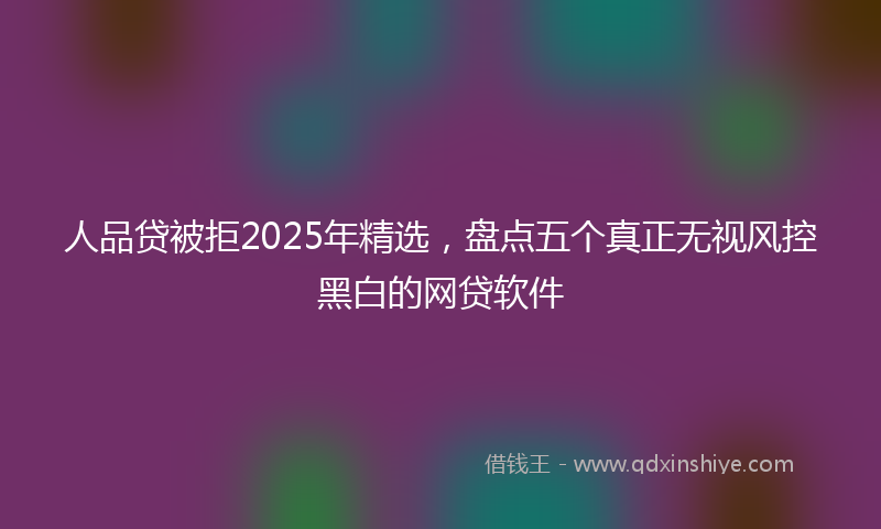 人品贷被拒2025年精选,盘点五个真正无视风控黑白的网贷软件