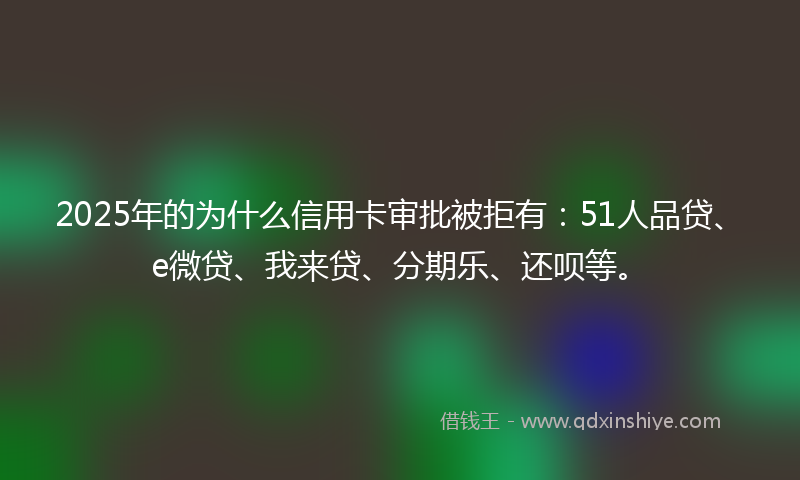 2025年的为什么信用卡审批被拒有：51人品贷、e微贷、我来贷、分期乐、还呗等。