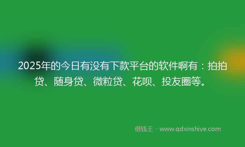 2025年的今日有没有下款平台的软件啊有：拍拍贷、随身贷、微粒贷、花呗、投友圈等。