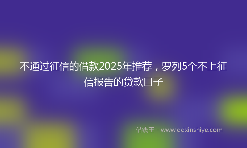 不通过征信的借款2025年推荐，罗列5个不上征信报告的贷款口子