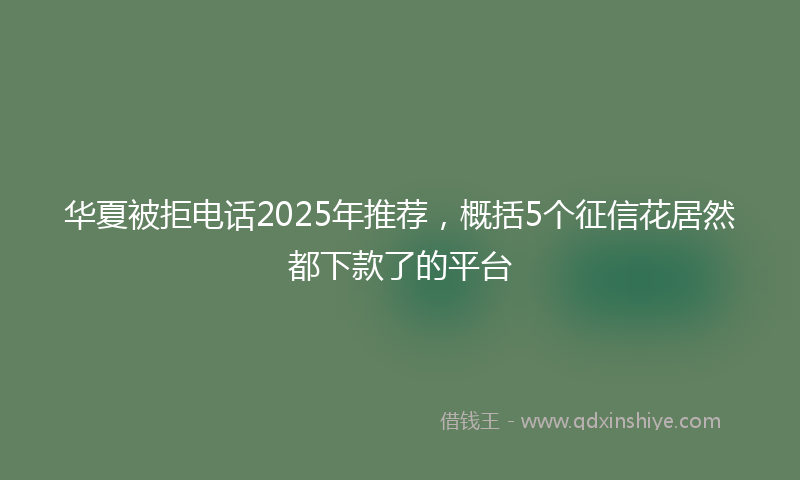 华夏被拒电话2025年推荐，概括5个征信花居然都下款了的平台