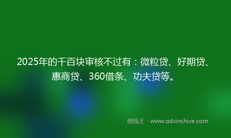 2025年的千百块审核不过有：微粒贷、好期贷、惠商贷、360借条、功夫贷等。