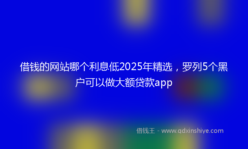 借钱的网站哪个利息低2025年精选，罗列5个黑户可以做大额贷款app