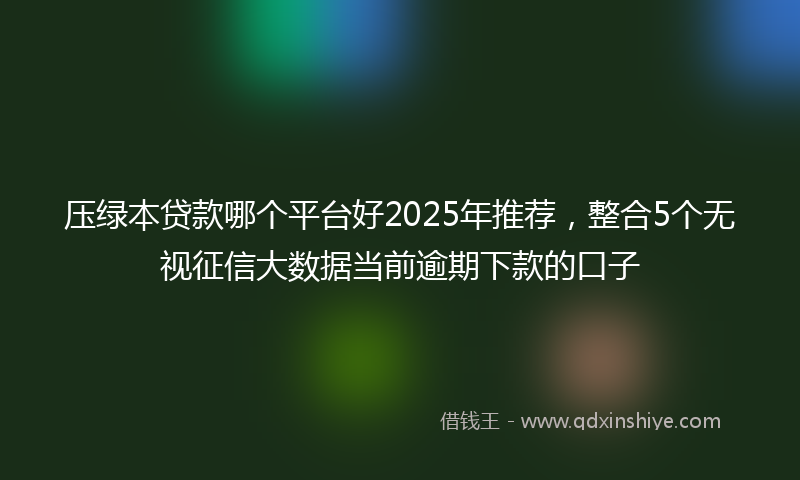 压绿本贷款哪个平台好2025年推荐，整合5个无视征信大数据当前逾期下款的口子