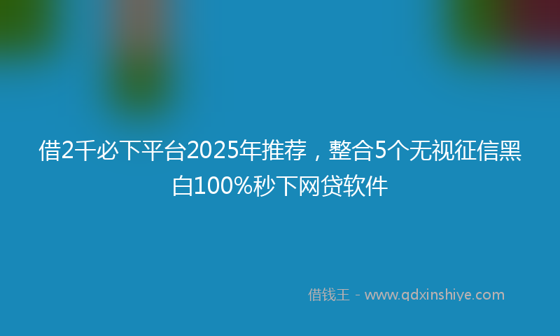 借2千必下平台2025年推荐，整合5个无视征信黑白100%秒下网贷软件