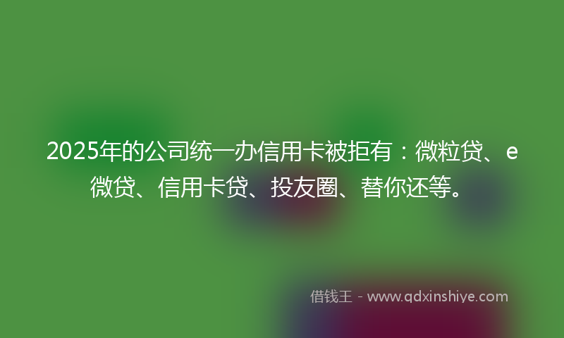 2025年的公司统一办信用卡被拒有：微粒贷、e微贷、信用卡贷、投友圈、替你还等。