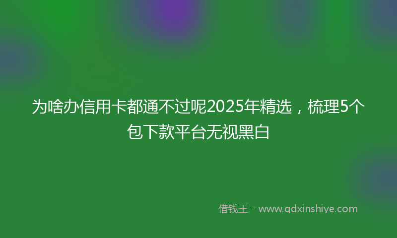 为啥办信用卡都通不过呢2025年精选，梳理5个包下款平台无视黑白