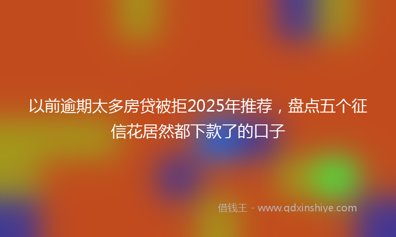 以前逾期太多房贷被拒2025年推荐，盘点五个征信花居然都下款了的口子