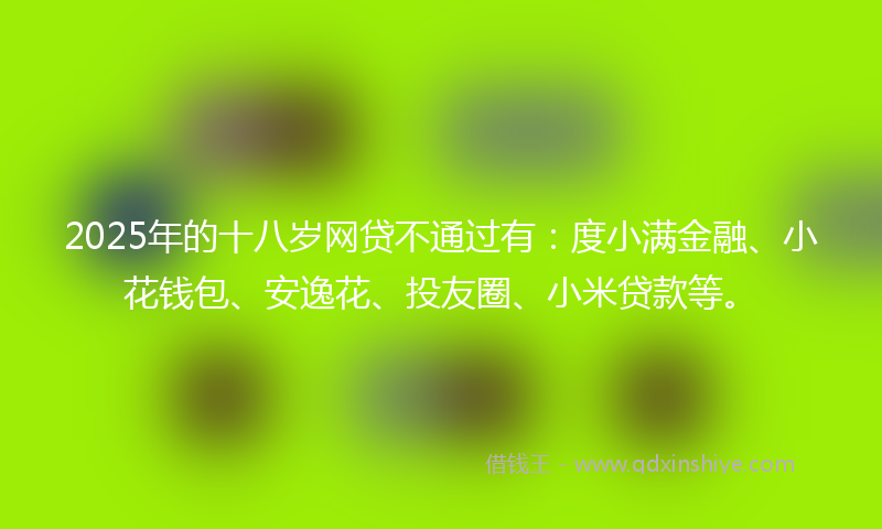 2025年的十八岁网贷不通过有：度小满金融、小花钱包、安逸花、投友圈、小米贷款等。