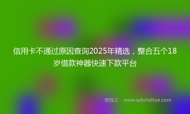 信用卡不通过原因查询2025年精选，整合五个18岁借款神器快速下款平台