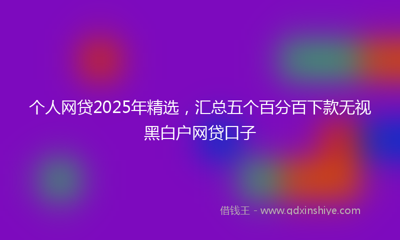 个人网贷2025年精选，汇总五个百分百下款无视黑白户网贷口子